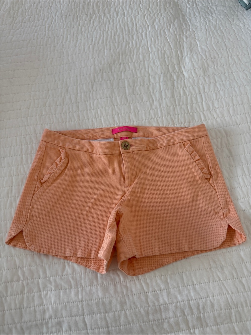 Lilly Pulitzer Peach Textured High-Waist Shorts